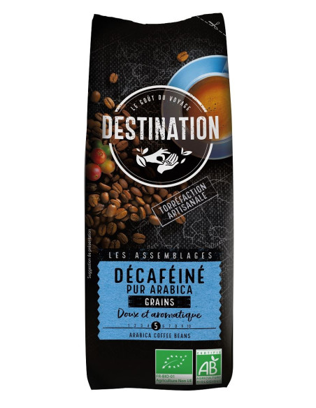 KAWA ZIARNISTA BEZKOFEINOWA ARABICA 100 % BIO 250 g - DESTINATION