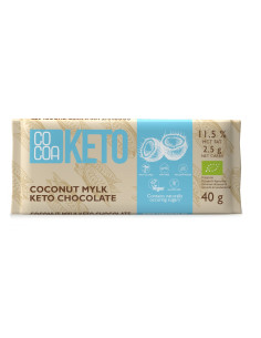 CZEKOLADA KOKOSOWA Z OLEJEM MCT BEZ DODATKU CUKRÓW BEZGLUTENOWA KETO BIO 40 g - COCOA