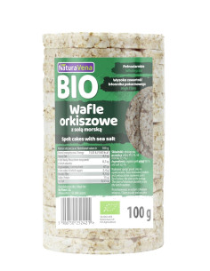 WAFLE ORKISZOWE PEŁNOZIARNISTE Z SOLĄ MORSKĄ BIO 100 g - NATURAVENA