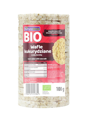 WAFLE KUKURYDZIANE Z SOLĄ MORSKĄ BIO 100 g - NATURAVENA