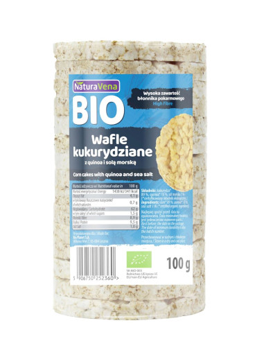 WAFLE KUKURYDZIANE Z QUINOA I SOLĄ MORSKĄ BIO 100 g - NATURAVENA