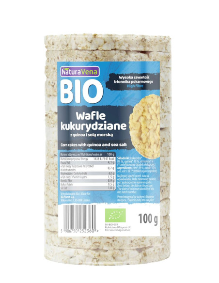 WAFLE KUKURYDZIANE Z QUINOA I SOLĄ MORSKĄ BIO 100 g - NATURAVENA