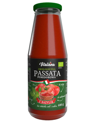 SOS POMIDOROWY PASSATA Z BAZYLIĄ BIO 680 g - VITALIANA
