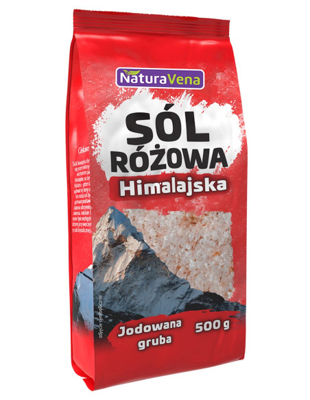 SÓL HIMALAJSKA RÓŻOWA GRUBO MIELONA JODOWANA 500 g - NATURAVENA