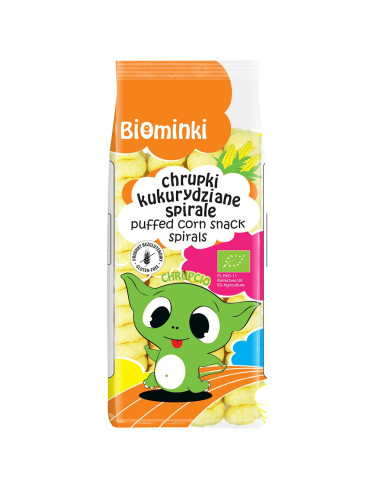 CHRUPKI KUKURYDZIANE SPIRALE BEZGLUTENOWE BIO 60 g - BIOMINKI