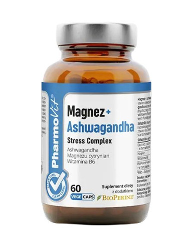 MAGNEZ + ASHWAGANDHA STRESS COMPLEX BEZGLUTENOWE 60 KAPSUŁEK - PHARMOVIT (CLEAN LABEL)