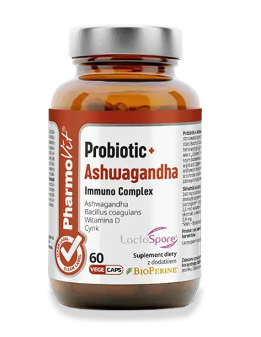 PROBIOTIC + ASHWAGANDHA IMMUNO COMPLEX BEZGLUTENOWE 60 KAPSUŁEK - PHARMOVIT (CLEAN LABEL)