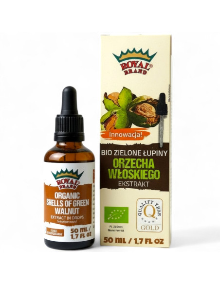 EKSTRAKT Z ZIELONYCH ŁUPIN ORZECHÓW WŁOSKICH W KROPLACH BIO 50 ml - ROYAL BRAND