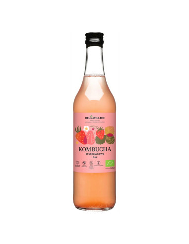 KOMBUCHA TRUSKAWKOWA BIO 500 ml - DELIKATNA