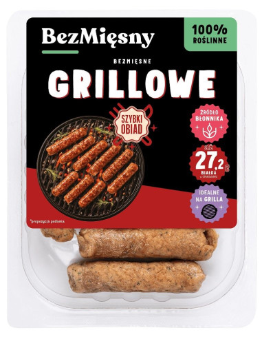 KIEŁBASKI GRILLOWE ROŚLINNE 160 g - BEZMIĘSNY
