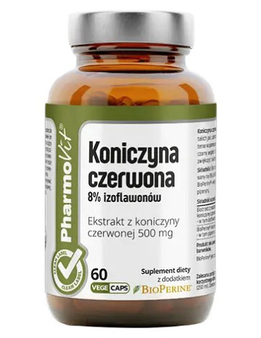 KONICZYNA CZERWONA EKSTRAKT (500 mg) BEZGLUTENOWY 60 KAPSUŁEK - PHARMOVIT (CLEAN LABEL)