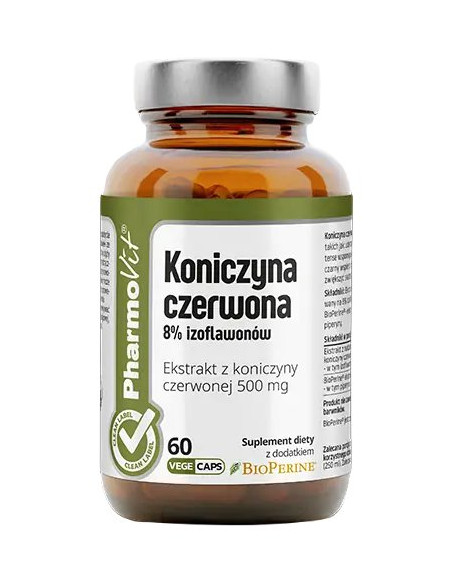 KONICZYNA CZERWONA EKSTRAKT (500 mg) BEZGLUTENOWY 60 KAPSUŁEK - PHARMOVIT (CLEAN LABEL)