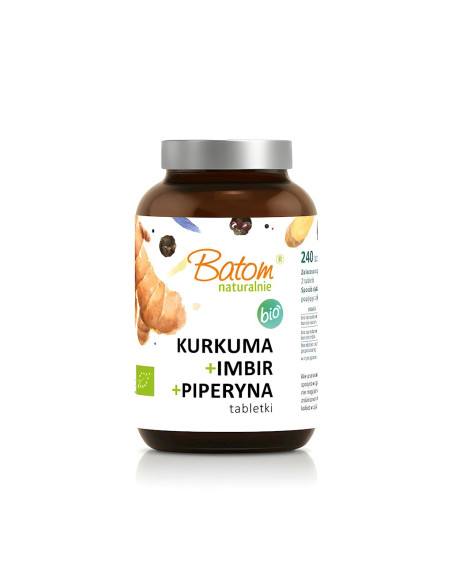 KURKUMA + IMBIR + PIPERYNA BIO 240 TABLETEK - BATOM