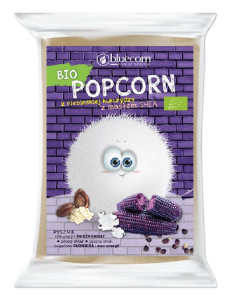 POPCORN Z NIEBIESKIEJ KUKURYDZY Z SHEA I SOLĄ DO PRZYGOTOWANIA W MIKROFALÓWCE BEZGLUTENOWY BIO 100 g - BLUECORN