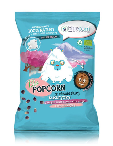 POPCORN Z NIEBIESKIEJ KUKURYDZY Z OLEJEM KOKOSOWYM I SOLĄ HIMALAJSKĄ BEZGLUTENOWY BIO 50 g - BLUECORN