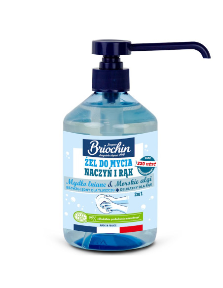 ŻEL DO MYCIA NACZYŃ I RĄK NA BAZIE MYDŁA LNIANEGO I ALG MORSKICH ECO 500 ml - BRIOCHIN