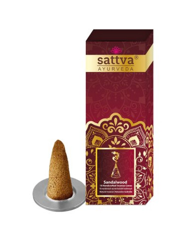 KADZIDEŁKA INDYJSKIE STOŻKOWE SANDAŁOWE (10 szt.) 20 g - SATTVA (AYURVEDA)