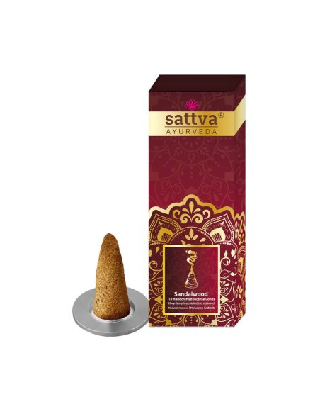 KADZIDEŁKA INDYJSKIE STOŻKOWE SANDAŁOWE (10 szt.) 20 g - SATTVA (AYURVEDA)