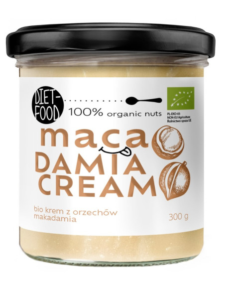 KREM Z ORZECHÓW MACADAMIA PRAŻONYCH 100 % BIO 300 g - DIET-FOOD