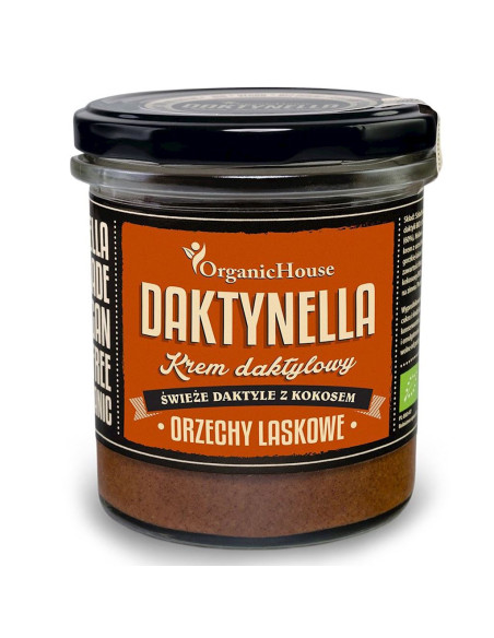 KREM KOKOS - DAKTYLE MEDJOOL - ORZECHY LASKOWE BEZGLUTENOWY BIO 280 g - ORGANICHOUSE (DAKTYNELLA)