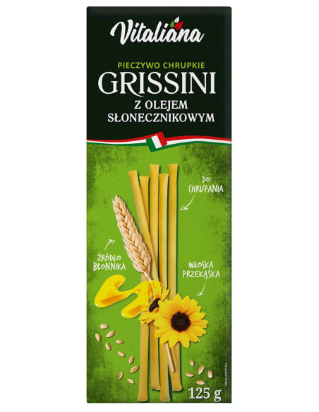 PALUSZKI GRISSINI Z OLEJEM SŁONECZNIKOWYM 125 g - VITALIANA