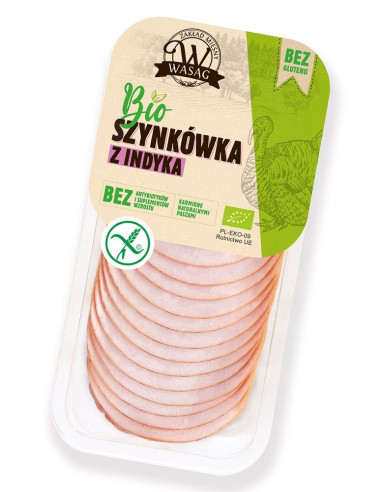 SZYNKÓWKA Z INDYKA PLASTRY BEZGLUTENOWA BIO 130 g - WASĄG (Z PÓŁKI)