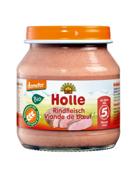 MIĘSO WOŁOWINA BEZ DODATKU CUKRÓW BEZGLUTENOWE OD 5 MIESIĄCA DEMETER BIO 125 g (SŁOIK) - HOLLE