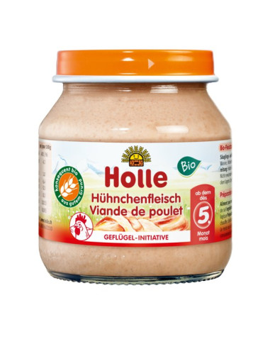 MIĘSO KURCZAKA BEZ DODATKU CUKRÓW BEZGLUTENOWE OD 5 MIESIĄCA BIO 125 g (SŁOIK) - HOLLE
