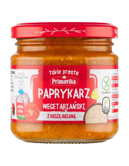 PAPRYKARZ WEGAŃSKI Z KASZĄ JAGLANĄ BEZGLUTENOWY 160 g - PRIMAVIKA