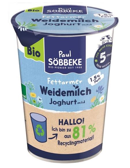 JOGURT NATURALNY 1,5 % BIO 500 g - SOBBEKE