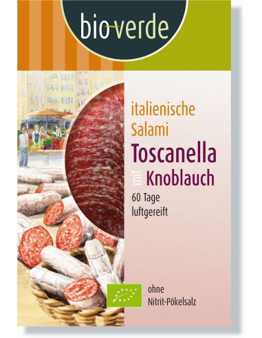 SALAMI TOSCANELLA Z CZOSNKIEM PLASTRY BIO 80 g - BIO-VERDE