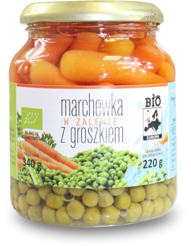 MARCHEWKA W ZALEWIE Z GROSZKIEM BIO 340 g (220 g) (SŁOIK) - BIO PLANET