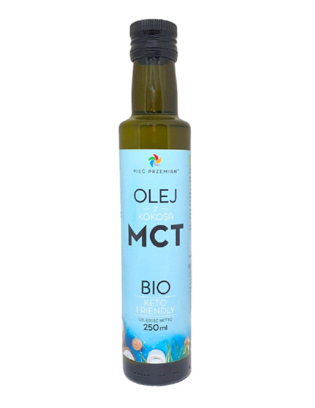 OLEJ KOKOSOWY MCT KETO BEZGLUTENOWY BIO 250 ml - PIĘĆ PRZEMIAN