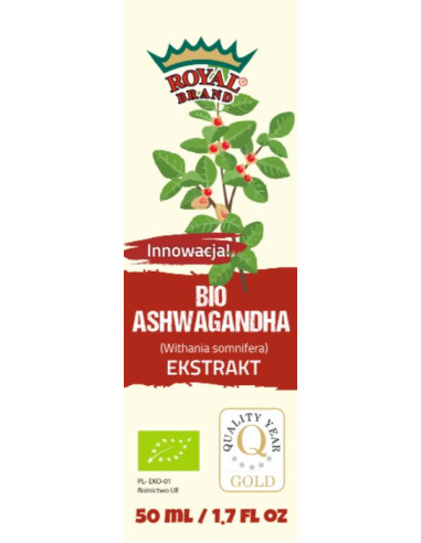 ASHWAGANDHA EKSTRAKT W KROPLACH BIO 50 ml - ROYAL BRAND