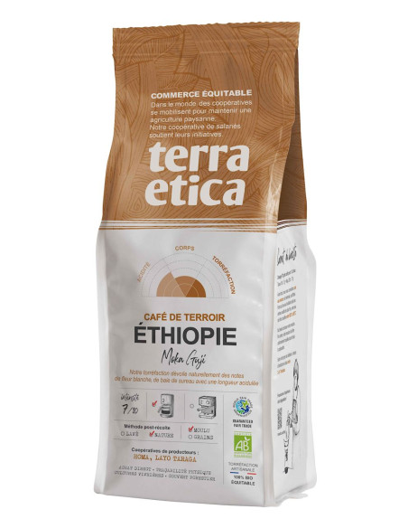 KAWA MIELONA ARABICA 100 % MOKA GUJI ETIOPIA FAIR TRADE BIO 250 g - TERRA ETICA