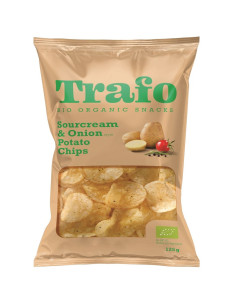 CHIPSY ZIEMNIACZANE O SMAKU ŚMIETANKOWO - CEBULOWYM WEGAŃSKIE BIO 125 g - TRAFO