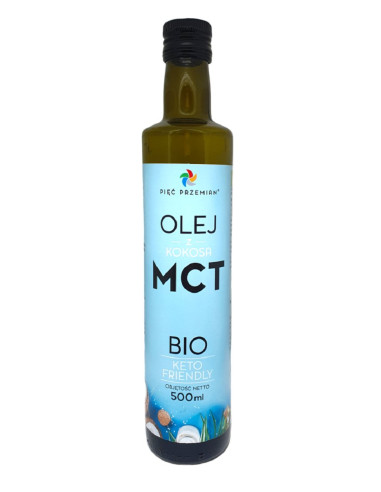 OLEJ KOKOSOWY MCT KETO BEZGLUTENOWY BIO 500 ml - PIĘĆ PRZEMIAN