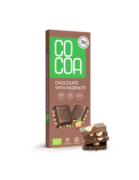 CZEKOLADA Z ORZECHAMI LASKOWYMI BIO 40 g - COCOA