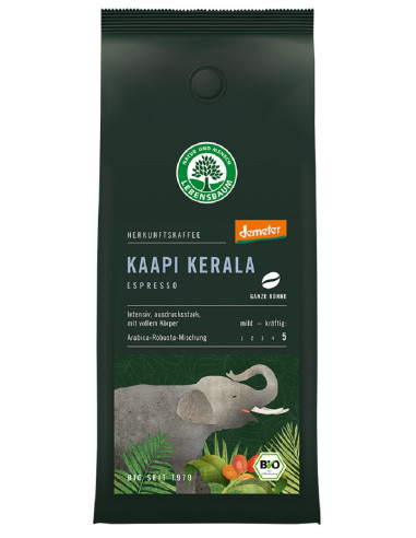 KAWA ZIARNISTA ARABICA/ROBUSTA KAAPI KERALA ESPRESSO DEMETER BIO 250 g - LEBENSBAUM