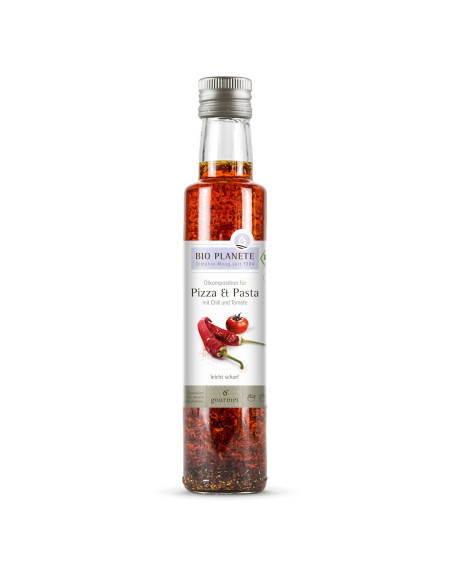 OLEJ DO PIZZY I MAKARONU Z OLIWĄ, POMIDORAMI I CHILI BIO 250 ml - BIO PLANETE