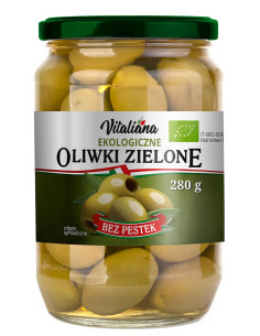 OLIWKI ZIELONE BEZ PESTEK W ZALEWIE BIO 280 g (150 g) - VITALIANA