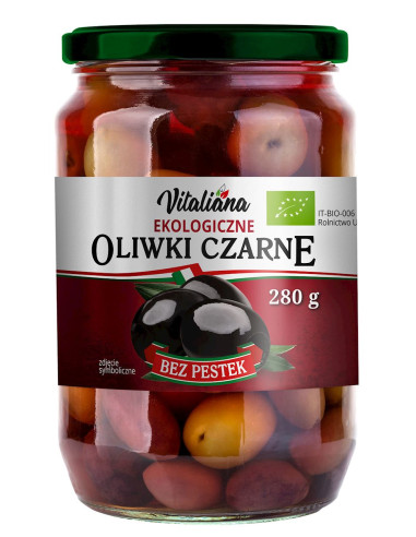 OLIWKI CZARNE BEZ PESTEK W ZALEWIE BIO 280 g (150 g) - VITALIANA