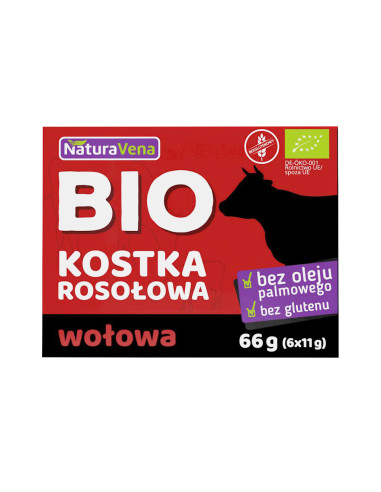 BULION - KOSTKI WOŁOWE BEZGLUTENOWE BIO (6 x 11 g) 66 g - NATURAVENA