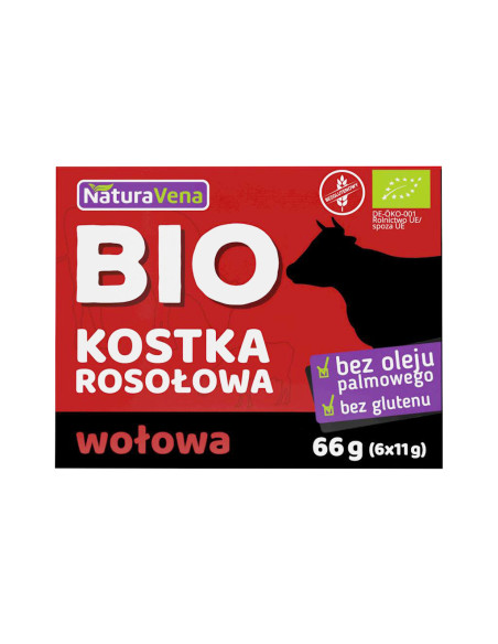 BULION - KOSTKI WOŁOWE BEZGLUTENOWE BIO (6 x 11 g) 66 g - NATURAVENA