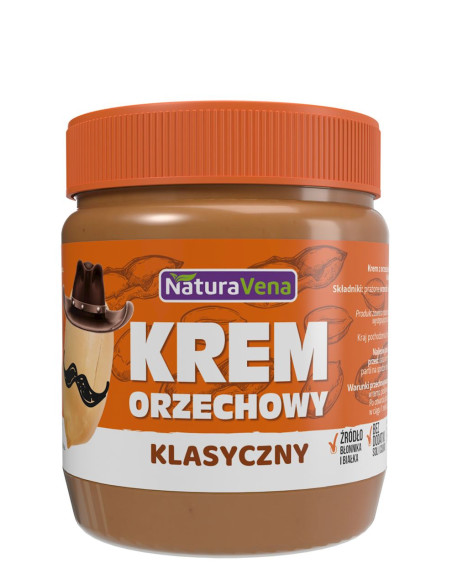 KREM ORZECHOWY KLASYCZNY 100 % BEZ DODATKU SOLI I CUKRÓW 340 g - NATURAVENA