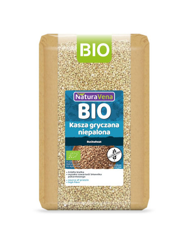KASZA GRYCZANA NIEPALONA BEZGLUTENOWA BIO 1 kg - NATURAVENA