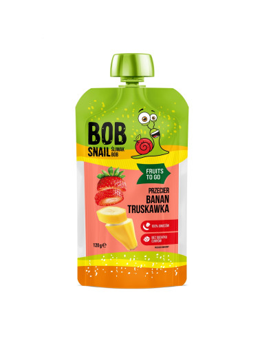 SMOOTHIE BANAN - TRUSKAWKA BEZ DODATKU CUKRÓW 120 g - BOB SNAIL