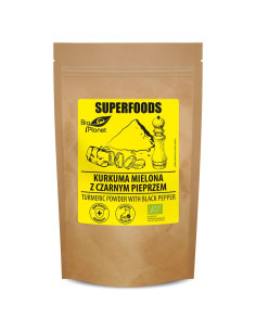KURKUMA MIELONA Z CZARNYM PIEPRZEM BIO 200 g - BIO PLANET SUPERFOODS