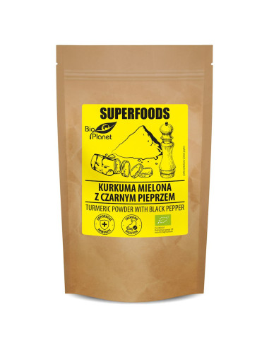 KURKUMA MIELONA Z CZARNYM PIEPRZEM BIO 200 g - BIO PLANET SUPERFOODS