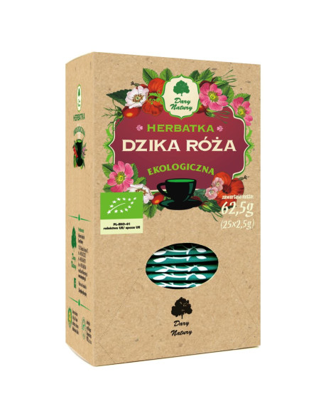 HERBATKA Z DZIKIEJ RÓŻY BIO (25 x 2,5 g) 62,5 g - DARY NATURY